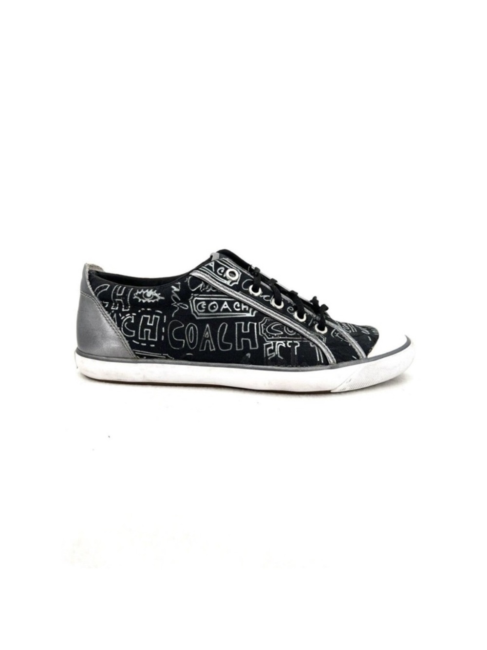 Coach Barrett Black Silver Graffiti sneakers Sz 9.5